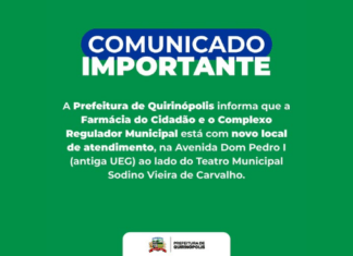 📌 Comunicado Importante para a população Quirinópolina, Farmácia do Cidadão e Complexo Regulador estão em novo endereço para melhor atendê-los! 😊