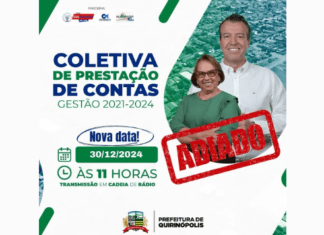 Em virtude da interrupção no fornecimento de energia elétrica na Serra das Antenas, a entrevista coletiva de prestação de contas da gestão 2021-2024 que seria nesta segunda foi adiada para 30/12/2024. ✨