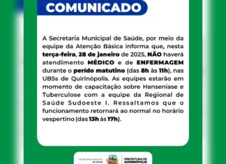 QUIRINÓPOLIS- ATENÇÃO PARA ESTE COMUNICADO!