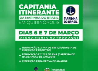 MARINHA DO BRASIL ESTARÁ EM QUIRINÓPOLIS REGULARIZANDO EMBARCAÇÕES PARA O FESTIVAL DE PESCA ESPORTIVA