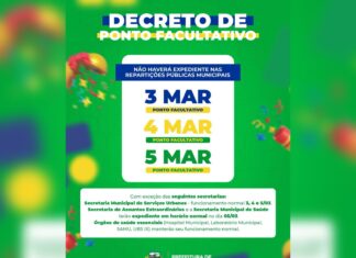 QUIRINÓPOLIS- DECRETO DE PONTO FACULTATIVO