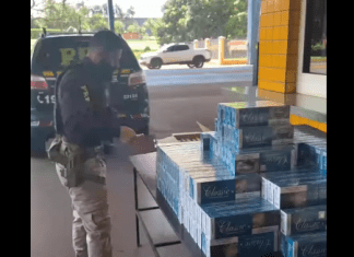 PRF APREENDE 2 MIL MAÇOS DE CIGARROS CONTRABANDEADOS NA BR-364 , EM CACHEIRA ALTA
