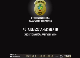POLÍCIA CIVIL DE QUIRINÓPOLIS EMITE NOTA DE ESCLARECIMENTO SOBRE A MORTE DE LETÍCIA VITÓRIA