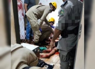 HOMEM EM SURTO INVADE RESIDÊNCIA, SE FERE GRAVEMENTE E MOBILIZA PM E BOMBEIROS
