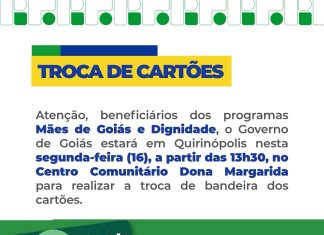 Governo de Goiás realiza troca de bandeira dos cartões dos programas Mães de Goiás e Dignidade em Quirinópolis