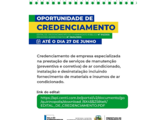 Prefeitura de Quirinópolis Abre Credenciamento para Serviços de Manutenção e Instalação de Ar Condicionado até 27 de Junho