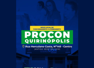 PROCON QUIRINÓPOLIS- NOVO LOCAL DE FUNCIONAMENTO E ATENDIMENTO