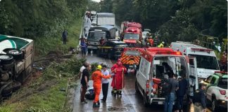 Ônibus que saiu de Goiânia com destino ao Pará tomba na BR-153