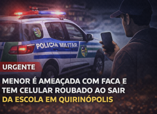 Menor é ameaçada com faca e tem celular roubado ao sair da escola, em Quirinópolis